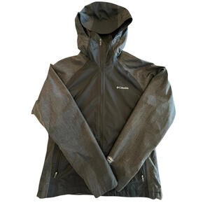 Columbia Jacket Rain Jacket Omni Heat Windbreaker Womens Sz Med Gray Black Hood
